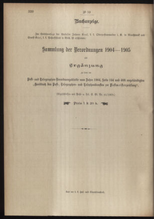 Post- und Telegraphen-Verordnungsblatt für das Verwaltungsgebiet des K.-K. Handelsministeriums 19050619 Seite: 4