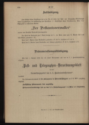 Post- und Telegraphen-Verordnungsblatt für das Verwaltungsgebiet des K.-K. Handelsministeriums 19050707 Seite: 8