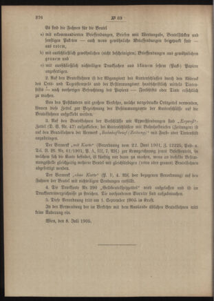 Post- und Telegraphen-Verordnungsblatt für das Verwaltungsgebiet des K.-K. Handelsministeriums 19050713 Seite: 2