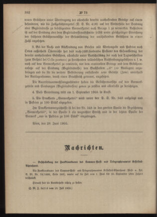 Post- und Telegraphen-Verordnungsblatt für das Verwaltungsgebiet des K.-K. Handelsministeriums 19050724 Seite: 2