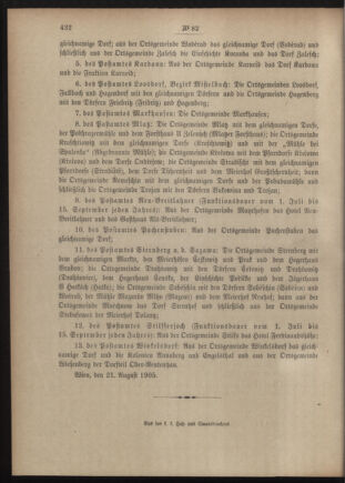 Post- und Telegraphen-Verordnungsblatt für das Verwaltungsgebiet des K.-K. Handelsministeriums 19050825 Seite: 4