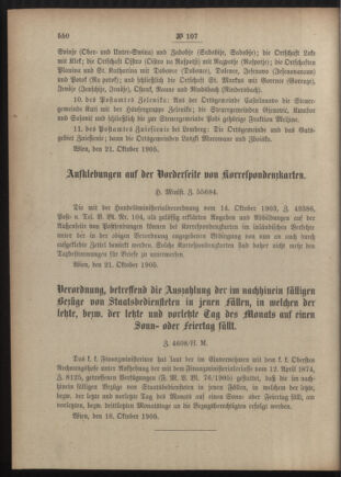 Post- und Telegraphen-Verordnungsblatt für das Verwaltungsgebiet des K.-K. Handelsministeriums 19051025 Seite: 4