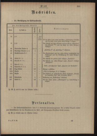 Post- und Telegraphen-Verordnungsblatt für das Verwaltungsgebiet des K.-K. Handelsministeriums 19051025 Seite: 5