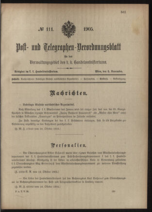 Post- und Telegraphen-Verordnungsblatt für das Verwaltungsgebiet des K.-K. Handelsministeriums