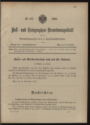 Post- und Telegraphen-Verordnungsblatt für das Verwaltungsgebiet des K.-K. Handelsministeriums