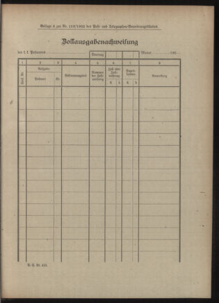 Post- und Telegraphen-Verordnungsblatt für das Verwaltungsgebiet des K.-K. Handelsministeriums 19051123 Seite: 19