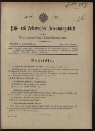 Post- und Telegraphen-Verordnungsblatt für das Verwaltungsgebiet des K.-K. Handelsministeriums