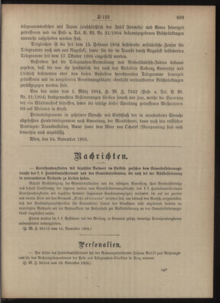 Post- und Telegraphen-Verordnungsblatt für das Verwaltungsgebiet des K.-K. Handelsministeriums 19051206 Seite: 3