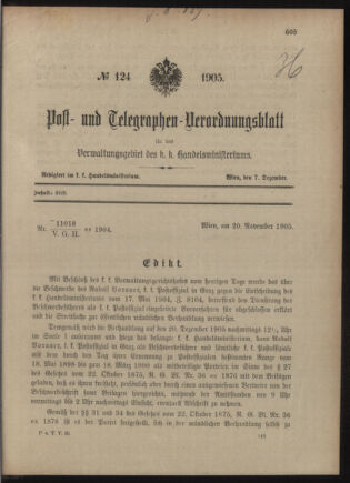 Post- und Telegraphen-Verordnungsblatt für das Verwaltungsgebiet des K.-K. Handelsministeriums