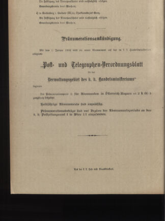 Post- und Telegraphen-Verordnungsblatt für das Verwaltungsgebiet des K.-K. Handelsministeriums 19051215 Seite: 4