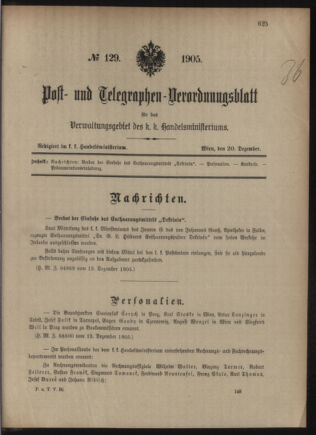 Post- und Telegraphen-Verordnungsblatt für das Verwaltungsgebiet des K.-K. Handelsministeriums