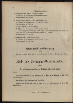 Post- und Telegraphen-Verordnungsblatt für das Verwaltungsgebiet des K.-K. Handelsministeriums 19060109 Seite: 8