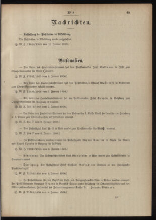 Post- und Telegraphen-Verordnungsblatt für das Verwaltungsgebiet des K.-K. Handelsministeriums 19060119 Seite: 3