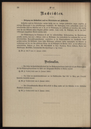 Post- und Telegraphen-Verordnungsblatt für das Verwaltungsgebiet des K.-K. Handelsministeriums 19060122 Seite: 2