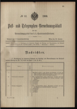 Post- und Telegraphen-Verordnungsblatt für das Verwaltungsgebiet des K.-K. Handelsministeriums