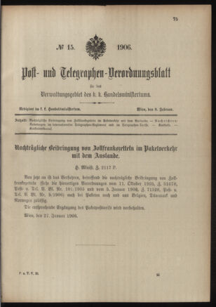 Post- und Telegraphen-Verordnungsblatt für das Verwaltungsgebiet des K.-K. Handelsministeriums