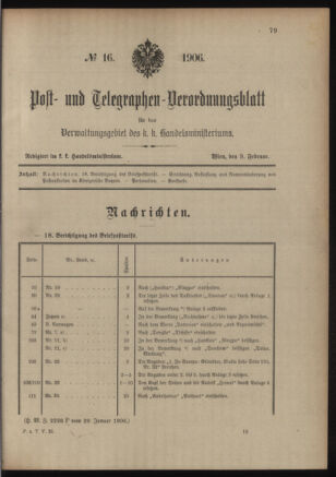 Post- und Telegraphen-Verordnungsblatt für das Verwaltungsgebiet des K.-K. Handelsministeriums