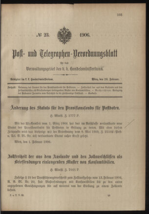 Post- und Telegraphen-Verordnungsblatt für das Verwaltungsgebiet des K.-K. Handelsministeriums