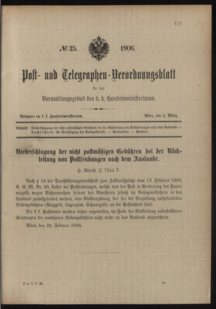 Post- und Telegraphen-Verordnungsblatt für das Verwaltungsgebiet des K.-K. Handelsministeriums