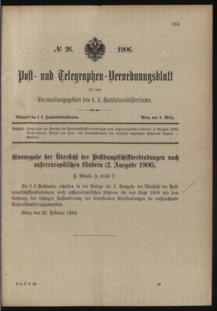 Post- und Telegraphen-Verordnungsblatt für das Verwaltungsgebiet des K.-K. Handelsministeriums