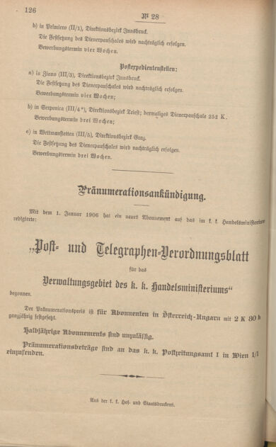 Post- und Telegraphen-Verordnungsblatt für das Verwaltungsgebiet des K.-K. Handelsministeriums 19060312 Seite: 4