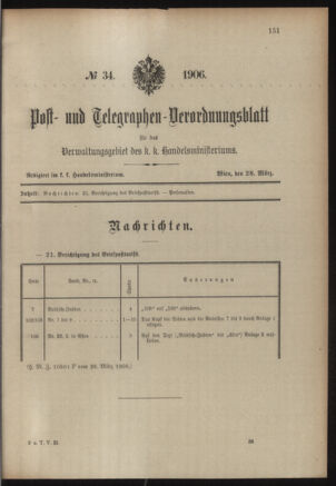 Post- und Telegraphen-Verordnungsblatt für das Verwaltungsgebiet des K.-K. Handelsministeriums