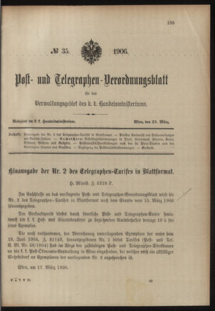 Post- und Telegraphen-Verordnungsblatt für das Verwaltungsgebiet des K.-K. Handelsministeriums