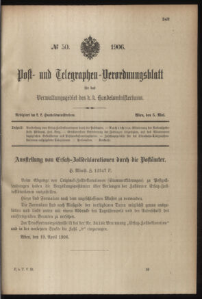 Post- und Telegraphen-Verordnungsblatt für das Verwaltungsgebiet des K.-K. Handelsministeriums