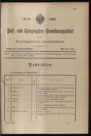 Post- und Telegraphen-Verordnungsblatt für das Verwaltungsgebiet des K.-K. Handelsministeriums