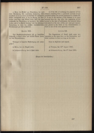 Post- und Telegraphen-Verordnungsblatt für das Verwaltungsgebiet des K.-K. Handelsministeriums 19060508 Seite: 317