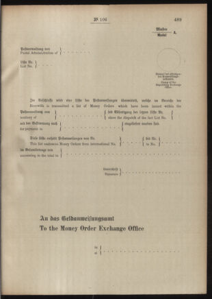 Post- und Telegraphen-Verordnungsblatt für das Verwaltungsgebiet des K.-K. Handelsministeriums 19060508 Seite: 319