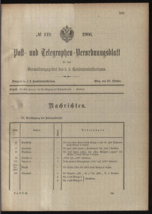 Post- und Telegraphen-Verordnungsblatt für das Verwaltungsgebiet des K.-K. Handelsministeriums 19060508 Seite: 381