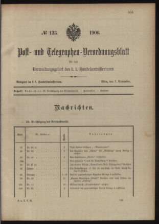 Post- und Telegraphen-Verordnungsblatt für das Verwaltungsgebiet des K.-K. Handelsministeriums 19060508 Seite: 403