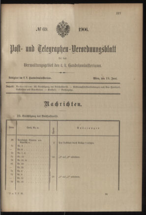 Post- und Telegraphen-Verordnungsblatt für das Verwaltungsgebiet des K.-K. Handelsministeriums 19060508 Seite: 87