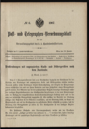 Post- und Telegraphen-Verordnungsblatt für das Verwaltungsgebiet des K.-K. Handelsministeriums 19070118 Seite: 1