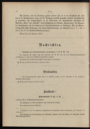 Post- und Telegraphen-Verordnungsblatt für das Verwaltungsgebiet des K.-K. Handelsministeriums 19070118 Seite: 2