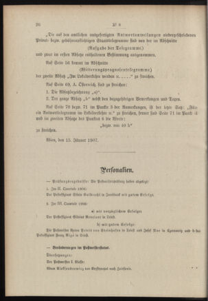 Post- und Telegraphen-Verordnungsblatt für das Verwaltungsgebiet des K.-K. Handelsministeriums 19070122 Seite: 2