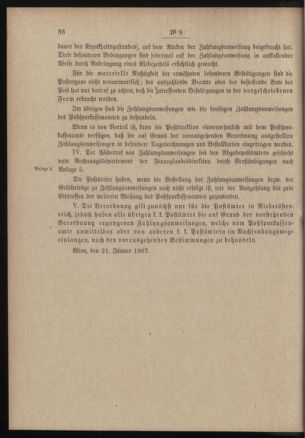 Post- und Telegraphen-Verordnungsblatt für das Verwaltungsgebiet des K.-K. Handelsministeriums 19070123 Seite: 8