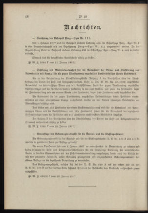 Post- und Telegraphen-Verordnungsblatt für das Verwaltungsgebiet des K.-K. Handelsministeriums 19070125 Seite: 2