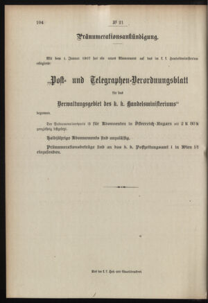 Post- und Telegraphen-Verordnungsblatt für das Verwaltungsgebiet des K.-K. Handelsministeriums 19070215 Seite: 4