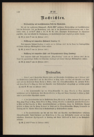 Post- und Telegraphen-Verordnungsblatt für das Verwaltungsgebiet des K.-K. Handelsministeriums 19070220 Seite: 2