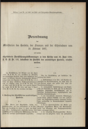 Post- und Telegraphen-Verordnungsblatt für das Verwaltungsgebiet des K.-K. Handelsministeriums 19070227 Seite: 5