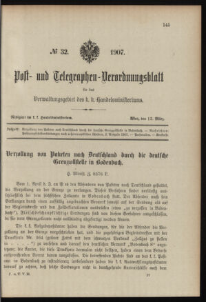 Post- und Telegraphen-Verordnungsblatt für das Verwaltungsgebiet des K.-K. Handelsministeriums