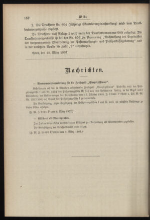 Post- und Telegraphen-Verordnungsblatt für das Verwaltungsgebiet des K.-K. Handelsministeriums 19070319 Seite: 2