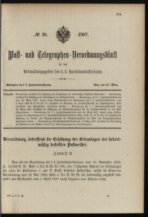 Post- und Telegraphen-Verordnungsblatt für das Verwaltungsgebiet des K.-K. Handelsministeriums