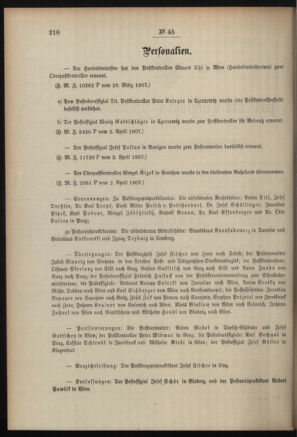 Post- und Telegraphen-Verordnungsblatt für das Verwaltungsgebiet des K.-K. Handelsministeriums 19070409 Seite: 2