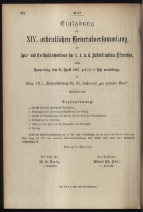 Post- und Telegraphen-Verordnungsblatt für das Verwaltungsgebiet des K.-K. Handelsministeriums 19070415 Seite: 6