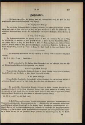 Post- und Telegraphen-Verordnungsblatt für das Verwaltungsgebiet des K.-K. Handelsministeriums 19070504 Seite: 3