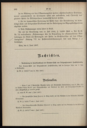 Post- und Telegraphen-Verordnungsblatt für das Verwaltungsgebiet des K.-K. Handelsministeriums 19070608 Seite: 2