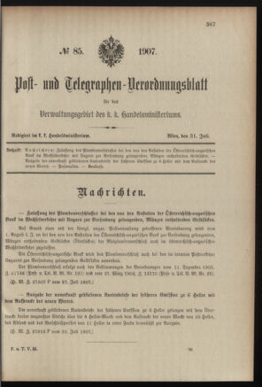 Post- und Telegraphen-Verordnungsblatt für das Verwaltungsgebiet des K.-K. Handelsministeriums